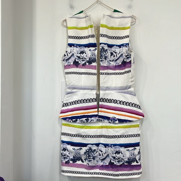 Camilla and Marc Juniper Printed Silk Cotton White Striped Floral Zipper Dress 6 - Picture 12 of 16